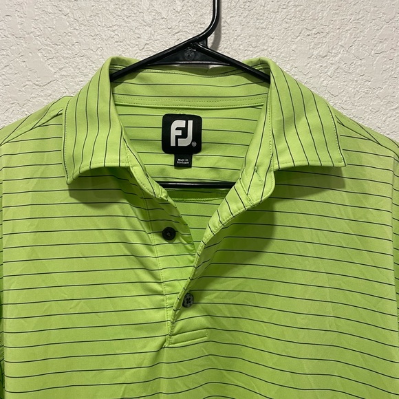Footjoy Men's Golf Polo Green Stripe Size Medium - Picture 2 of 5